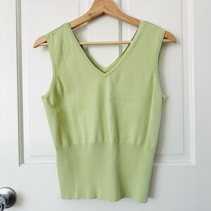 Talbots Vintage Spring Lime Green V Neck Sleeveless Knit Top Size M